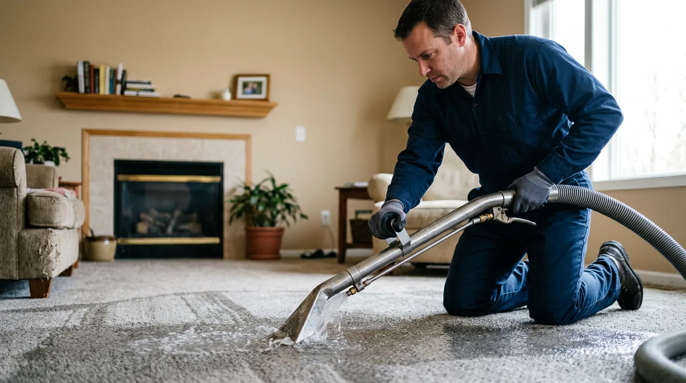 Water damage restoration technician working near Helen, GA